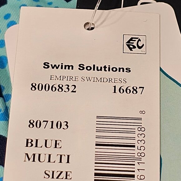 Swim Solutions Printed Empire Tummy-Control Swim Dress - Picture 10 of 12